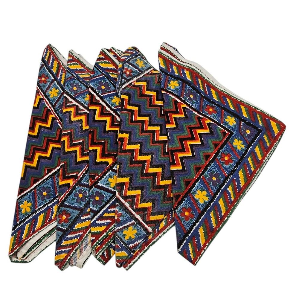Set of 5 Vintage Cost Plus World Market 100% Cotton Napkins Southwestern